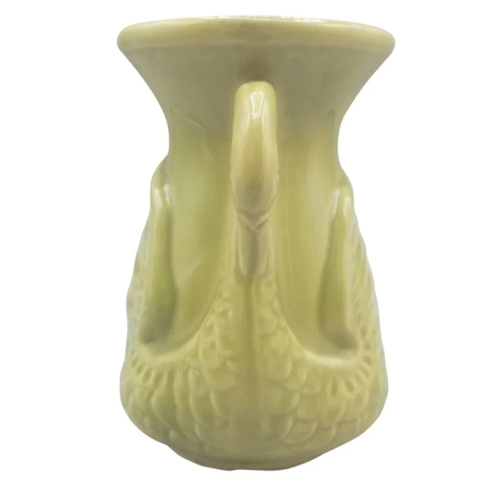 Shawnee Swan Vase Olive Green Art Pottery 6